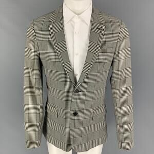 AMI by ALEXANDRE MATTIUSSI Size 38 Black White Plaid Cotton Sport Coat